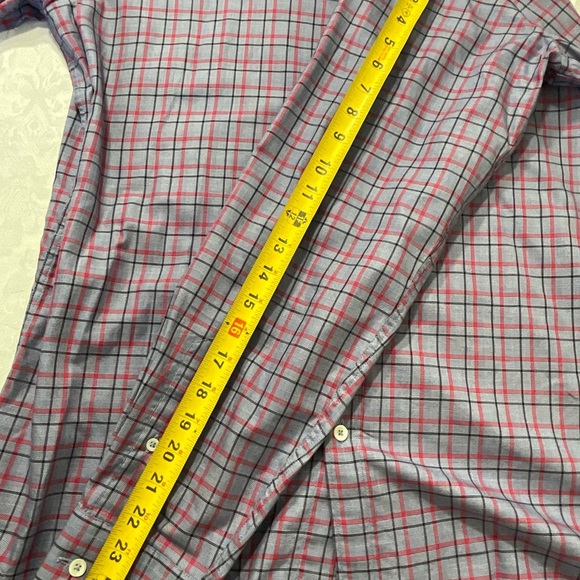 Bugatchi Mens Button Down Shirt Grey Red Black Plaid Long Sleeve Size Medium - Picture 7 of 8